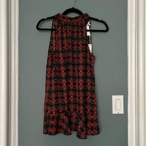 Max Studio Red and Black Print Top - XS